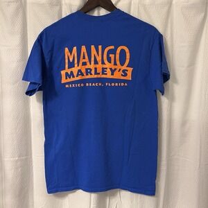 NWOT Mango Marley's Mexico Beach Florida Restaurant Blue Fishing Cotton Tee